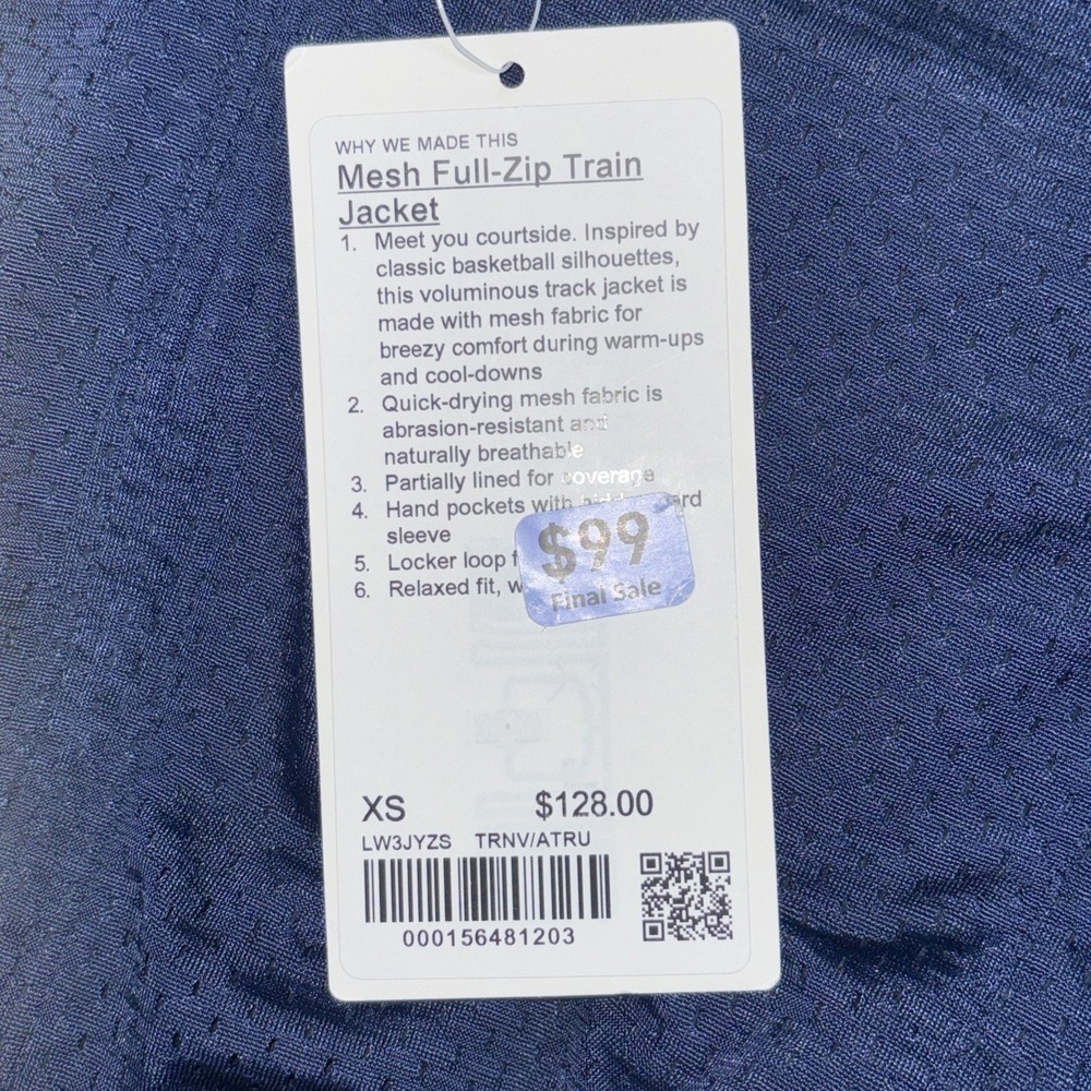Lululemon Mesh Full-Zip Train Track Jacket Navy Blue Women's Lightweight Sz XS - Picture 5 of 12